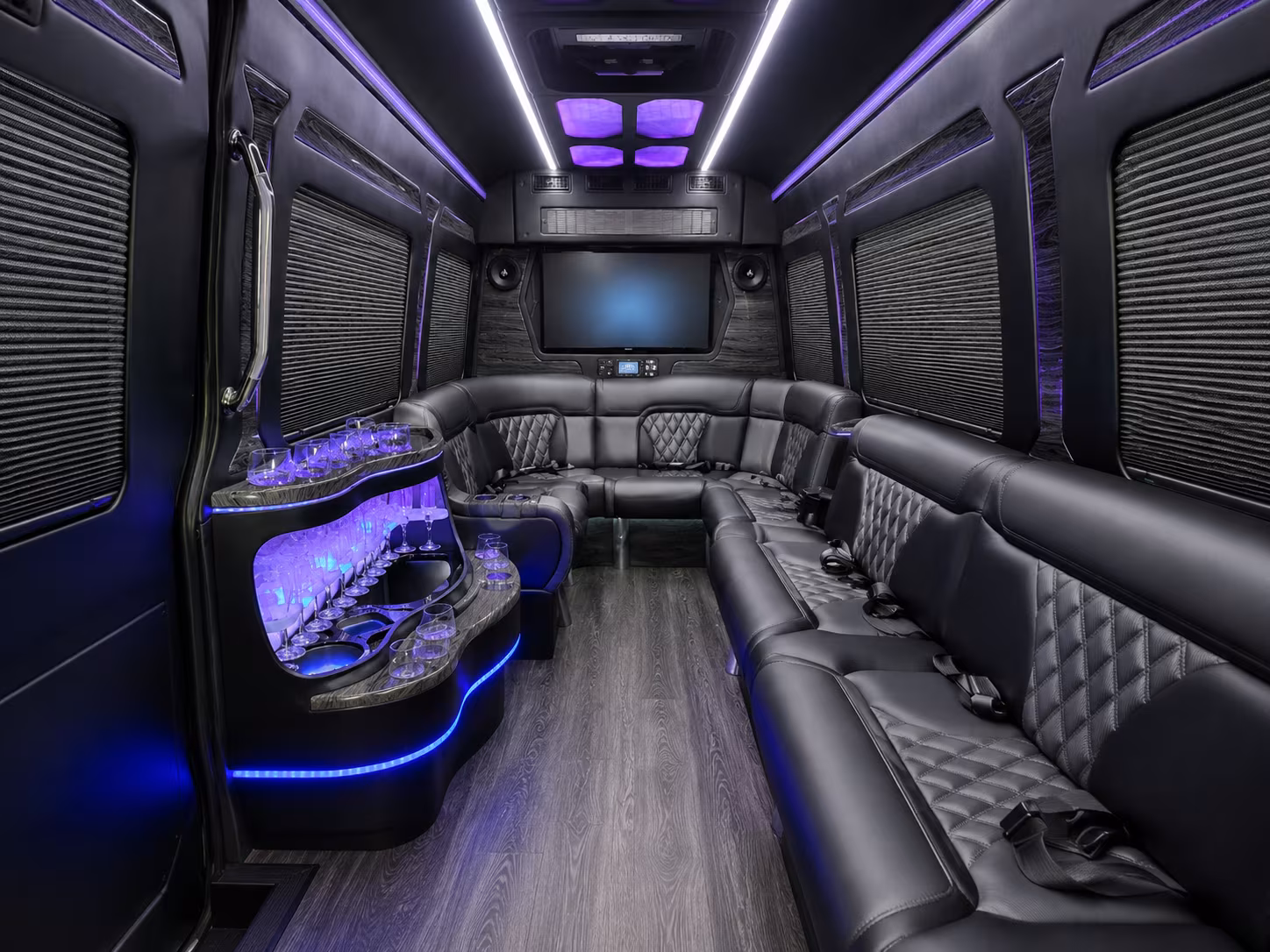 bremerton 15 passenger party bus interior