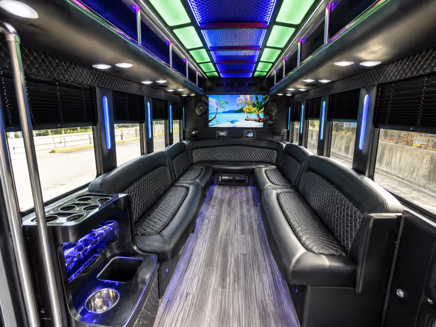 bremerton 18 passenger party bus inside